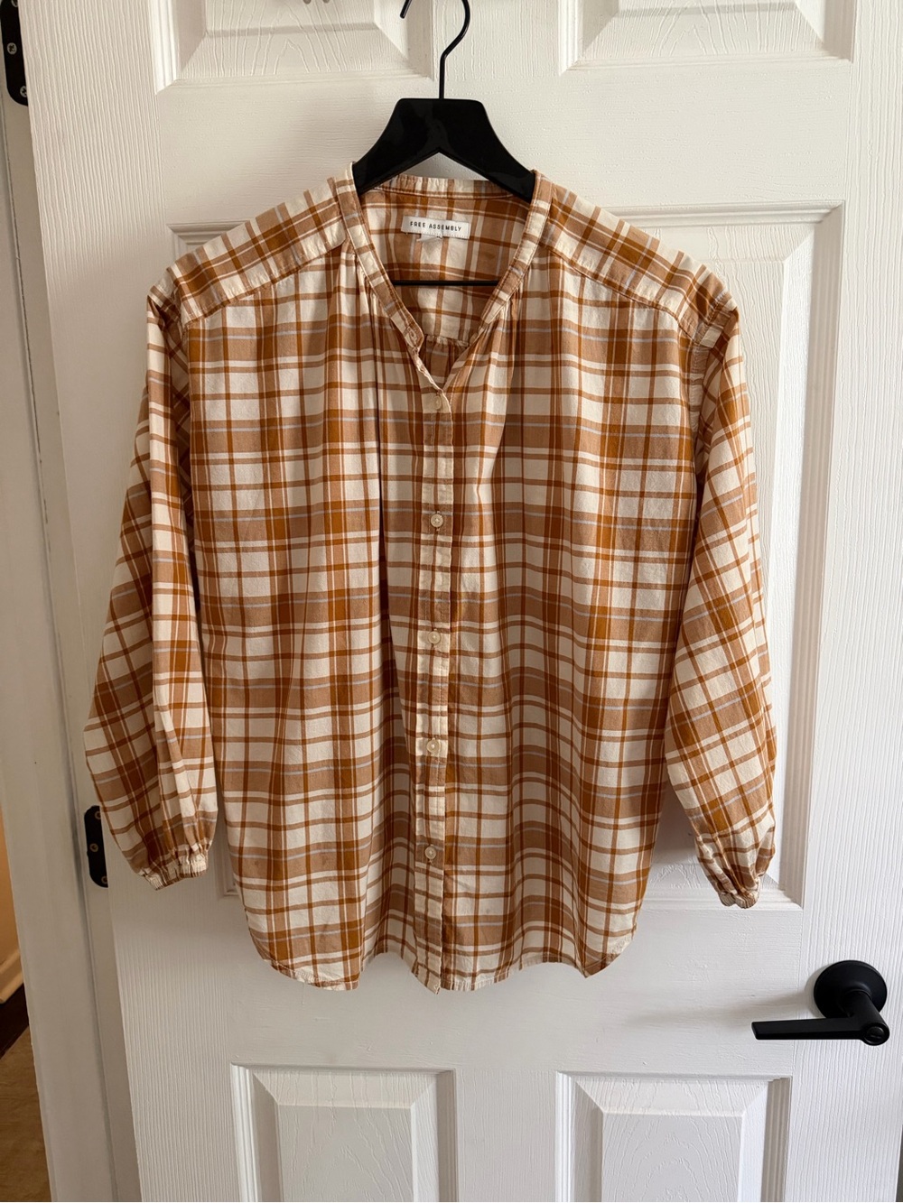 Relaxed Plaid Button-Down Shirt in Tan and White — The Academy
